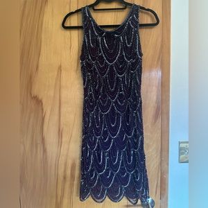 Purple Beaded Cocktail Minidress - Pisarro Nights